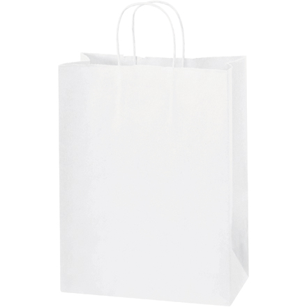 10 x 5 x 13" White Paper Shopping Bags