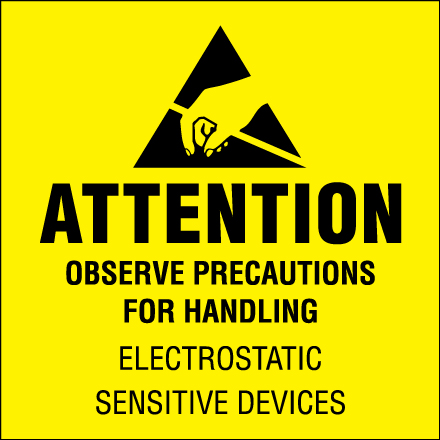 2 x 2" - "Attention - Observe Precautions" (Fluorescent Yellow) Labels