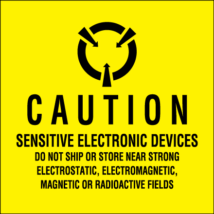 2 x 2" - "Sensitive Electronic Devices" (Fluorescent Yellow) Labels