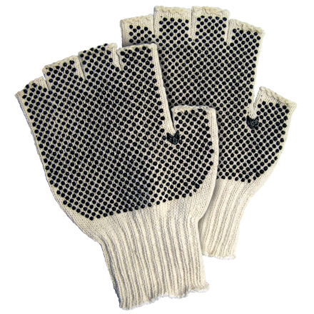 Fingerless PVC Dot Knit Gloves - Large