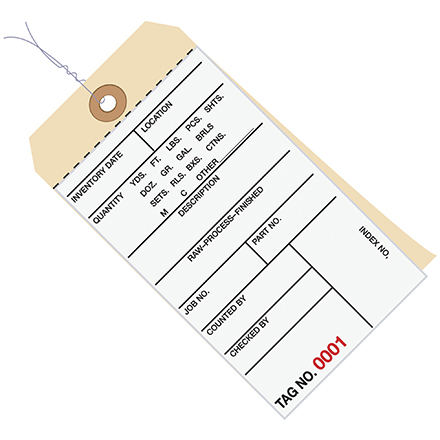 6 <span class='fraction'>1/4</span> x 3 <span class='fraction'>1/8</span>" - (6000-6499) Inventory Tags 2 Part Carbonless # 8 - Pre-Wired