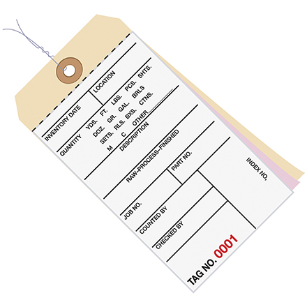 6 <span class='fraction'>1/4</span>"x 3 <span class='fraction'>1/8</span>" - (5500-5999) Inventory Tags 3 Part Carbonless #8 - Pre-Wired