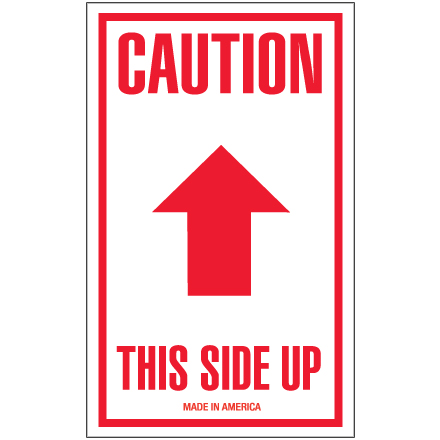 3 x 5" - "Caution - This Side Up" Arrow Labels